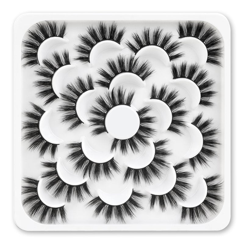 Veleasha Lashes Wispy False Lashes Strips Natural Fluffy Eyelashes 18mm 3D Fuax Mink False Eyelashes Soft Lightweight Strip Lashes Manga Fake Eyelashes 10 Pairs Pack (V07)