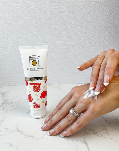 The Olive Temple Hand Cream with Olive Oil - Deep Moisturizing and Nourishing Formula for Soft, Supple Hands (Pomegranate), 3.38 fl. oz