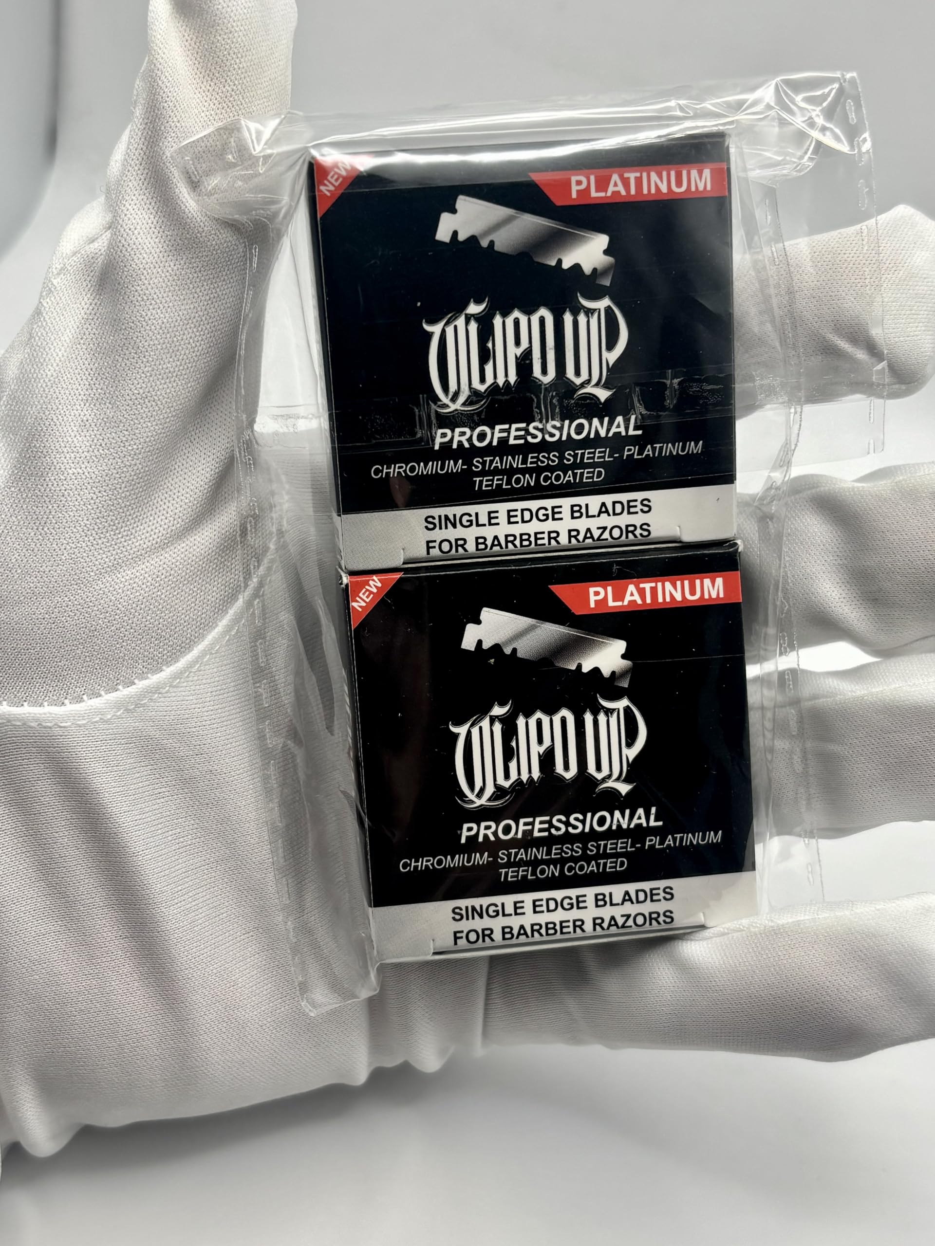 2X Professional Platinum Single Edge Barber Razor Blades, 100-Pack, Chromium Stainless Steel, Teflon Coated CLIPD UP (200 blades)