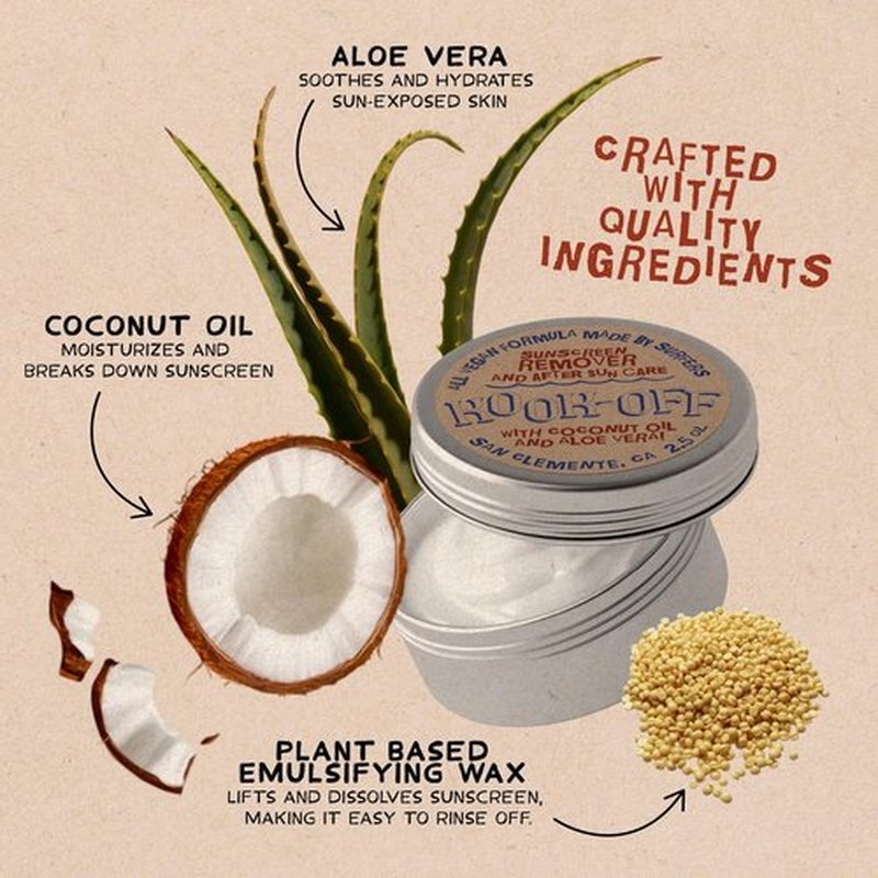 Kook-Off: Mineral Sunscreen Remover & After Sun Care | Natural, Ocean-Safe Formula | Aloe Vera & Coconut Oil | Removes Stubborn Zinc Sunscreen | 2.5oz Tin