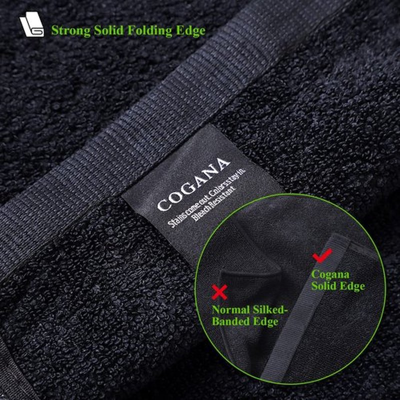 COGANA Microfiber Hair 6 Pack Black Towels Set Bleach Proof Salon Towels Quick Hair Drying Towel 16X32inches Absorbent Face Washcloths Makeup Removal