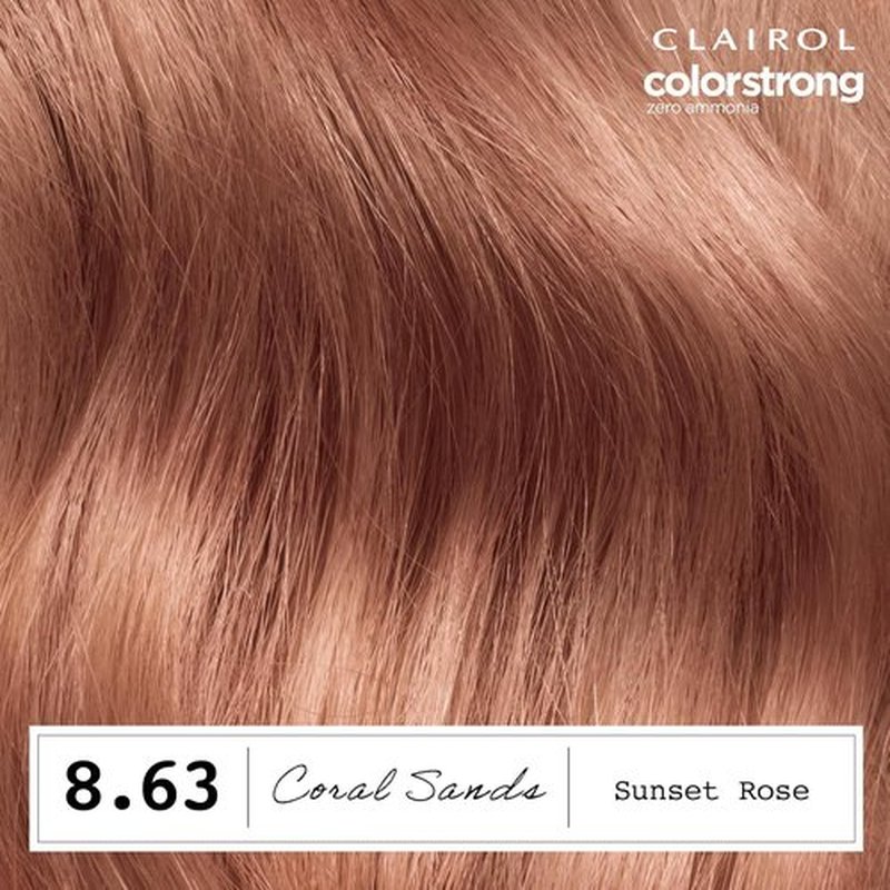 Clairol ColorStrong Permanent Hair Dye - Ammonia-Free, PPD-Free, 100% Gray Coverage, 8.63 Sunset Rose