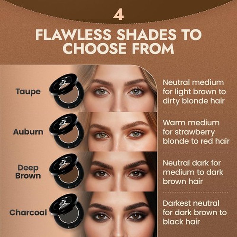 Organic Eyebrow Powder - Vegan Brow Tint for Shaping, Filling & Defining, 100% Natural - Smudge-Proof & Long-Lasting Conditioning - Cruelty-Free, Paraben-Free, Gluten-Free, Made in USA - Deep Brown