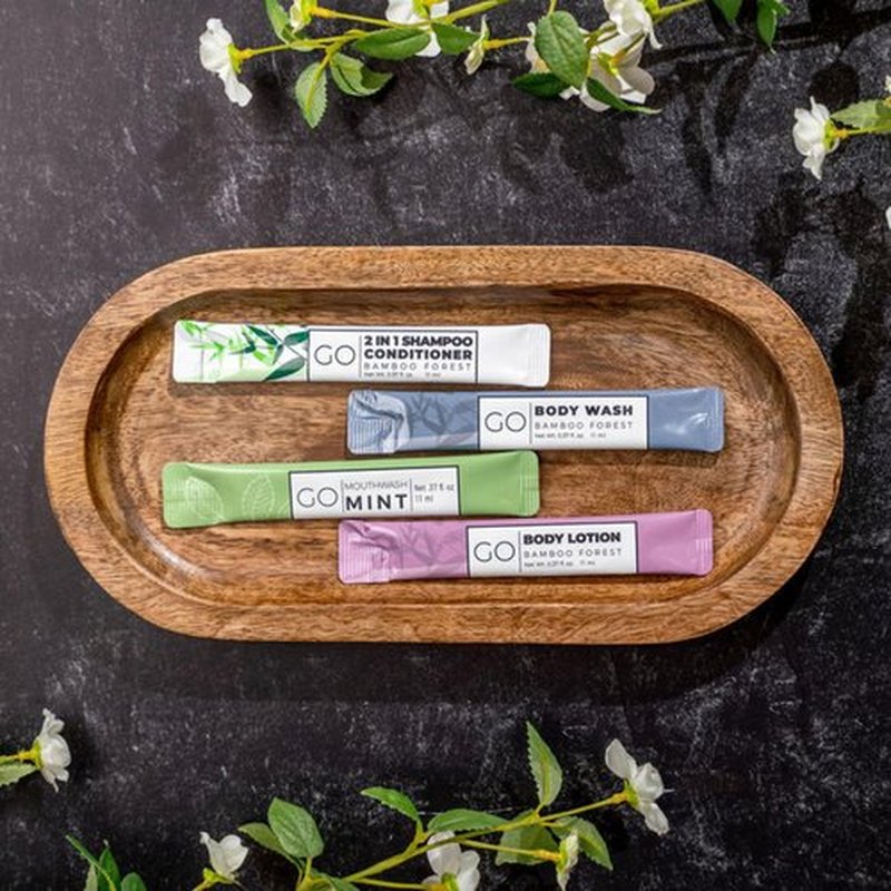 Go Essentials Travel Size Body Wash Packets – Single Use amenity for Women & Men. TSA Travel Size Toiletries