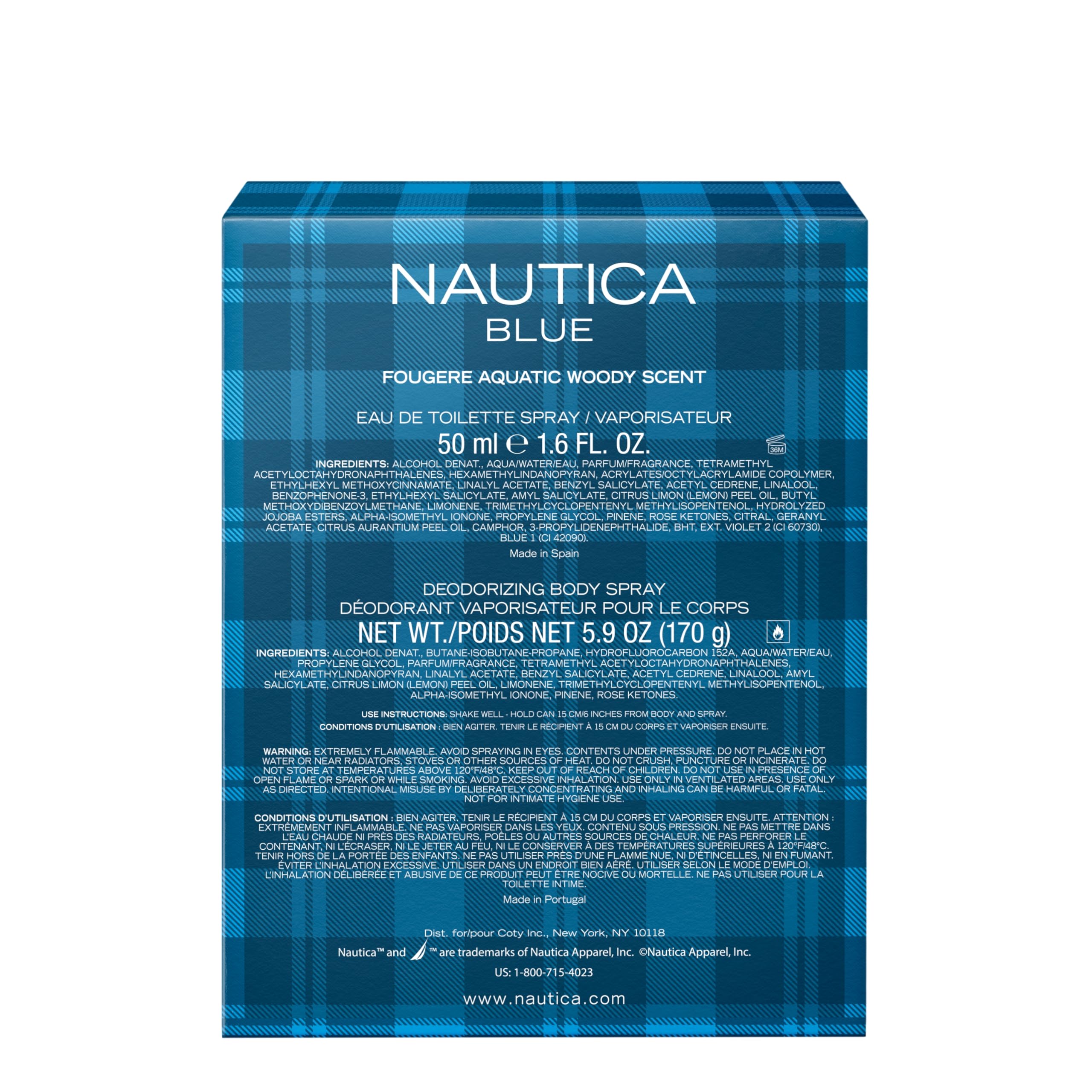 Nautica Blue Giftset 1.6 fl oz EDT + 5.9 oz Deodorizing Body Spray, Notes of Basil, Jasmine, and Cedarwood, Men's Fragrance, Long Lasting, Everyday Fragrance