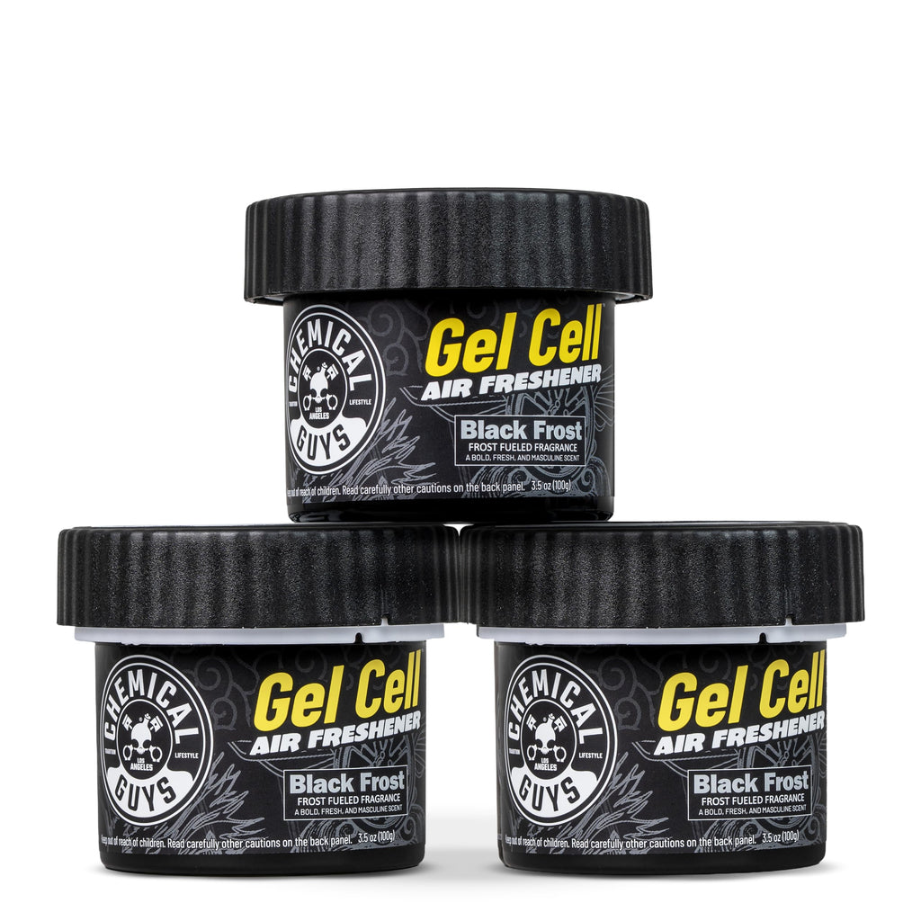 Chemical Guys Black Frost Scent Gel Can Air Freshener, Adjustable Car Air Freshener Gel With Touchless Vent Control For Cup Holder, Under Seat, Office And Home Use - 3 Pack