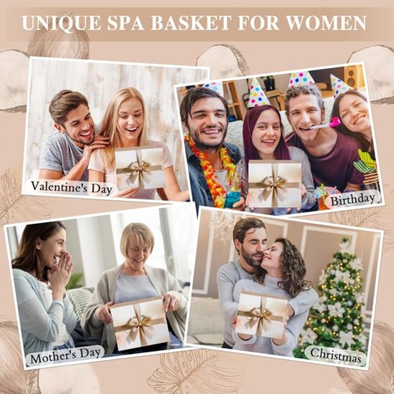 Gifts for Women Bath and Body Gift Basket Set for Women, 12 Piece Set of Coconut Home Spa Set for Self Care, Mothers Day Relaxing Bath Sets Birthday Christmas Gifts for Mom Sister Her Wife