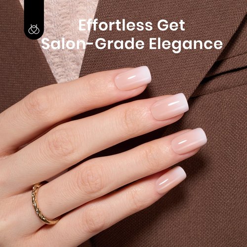 Beetles Ombre Short Square Press on Nails, 224Pcs Peach Square Ombre Press On Nails, 16 Sizes Reusable Fake Nails No Need to File Easy False Nail Tips for Nail Extension DIY Nails Gift for Women