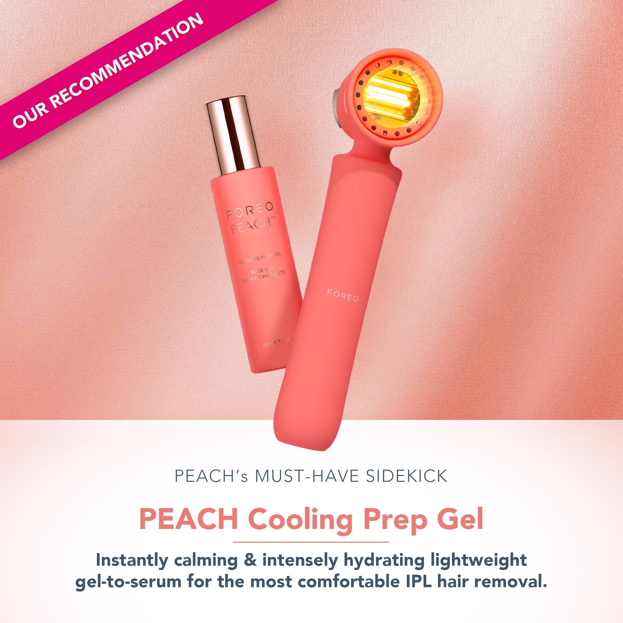FOREO Peach 2 IPL Hair Removal Device – Quick & Gentle Hair Reduction – for Full Body & Face – Skin Cooling System – Silicone Shield - Coral