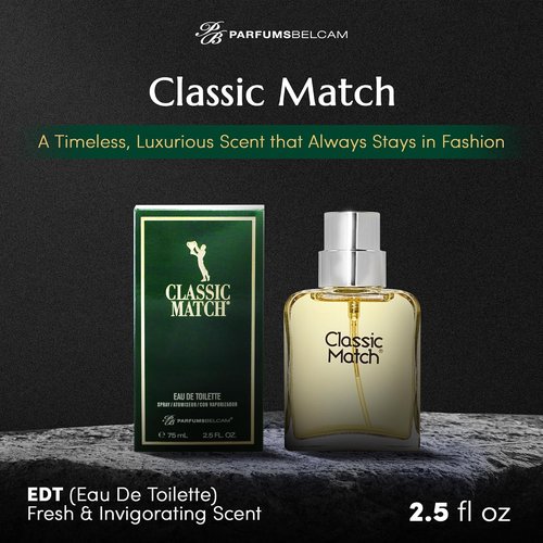 PB ParfumsBelcam Classic Match Green Eau De Toilette Spray for Men - Fresh Chypre Cologne, Long-Lasting 2.5 Fl Oz