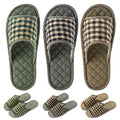 biroris 3 Pairs Plaid House Slippers for Men, Open Toe Indoor Slippers Comfortable Washable Portable Foldable Guest Travel Hotel Airplane Spa Slippers (plaid slippers, Adult, Men, 7, Numeric Range, US Footwear Size System, 9, Medium)