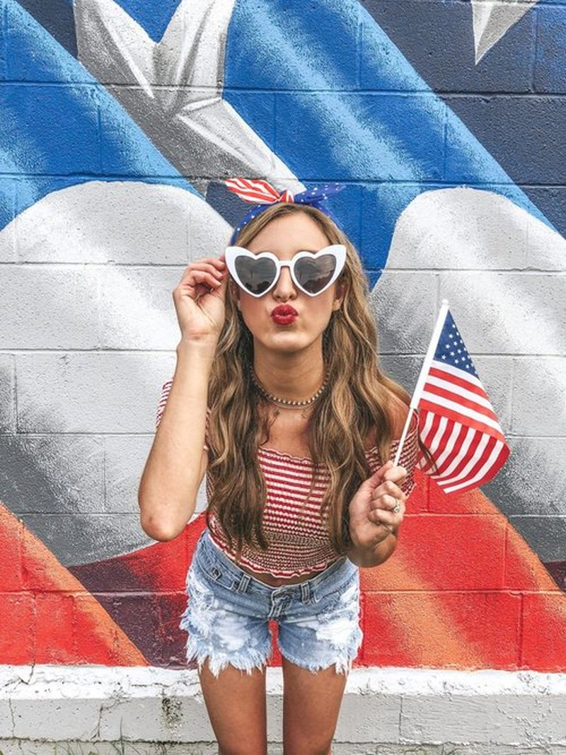 Huachi American Flag Headbands with Patriotic USA Bows for Women - 4th of July Wide Red, White and Blue Knotted Bow Hair Bands and Turban Wrap Accessories