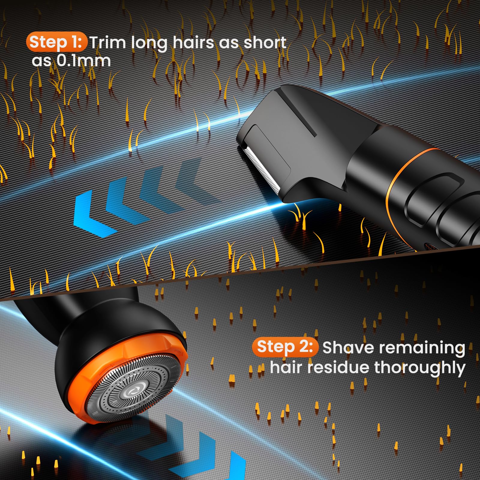 MAXGROOM Manscape All-in-One Body & Pubic Hair Trimmer for Men, No-Nick Groin & Ball Shaver, Waterproof Mens Electric Grooming Kit with LED Display, USB Rechargeable (Black)