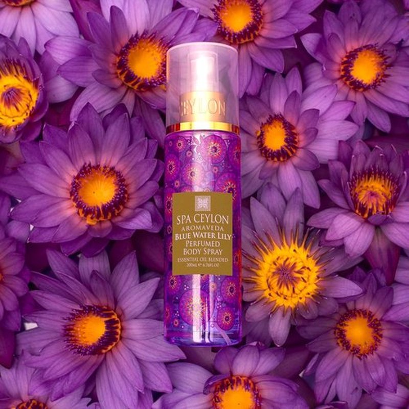 SPA CEYLON Blue Water Lily Body Spray - Ethereal Aquatic Fruity Floral Mist for Women | 200 ml