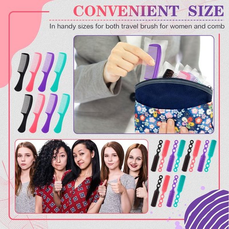 SiliFine 24 Pcs Hair Brush Combs Set Bulk Hairbrushes for Homeless Individually Wrapped Combs for Women Hotel Travel Nursing Charity(Multicolor)