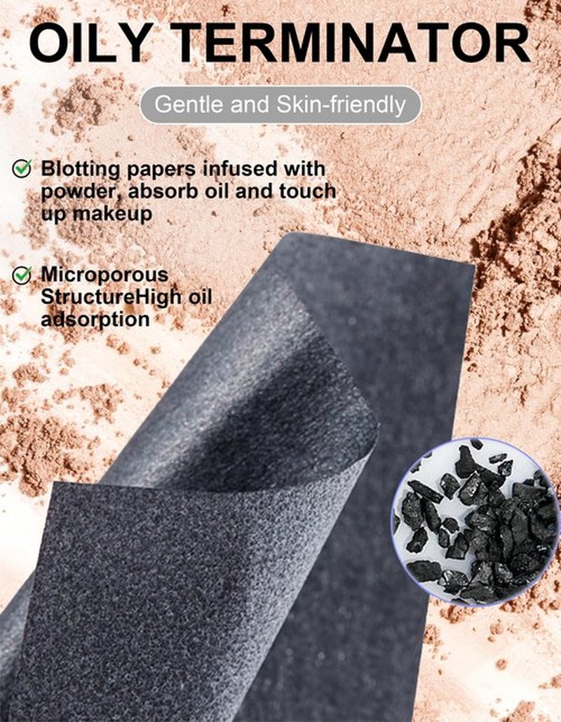 Oil Blotting Paper with Powder - 300 Sheets with Mirror, Puff & Refills, Absorbs Excess Face Oil, Controls Shine, Gentle for Makeup Use
