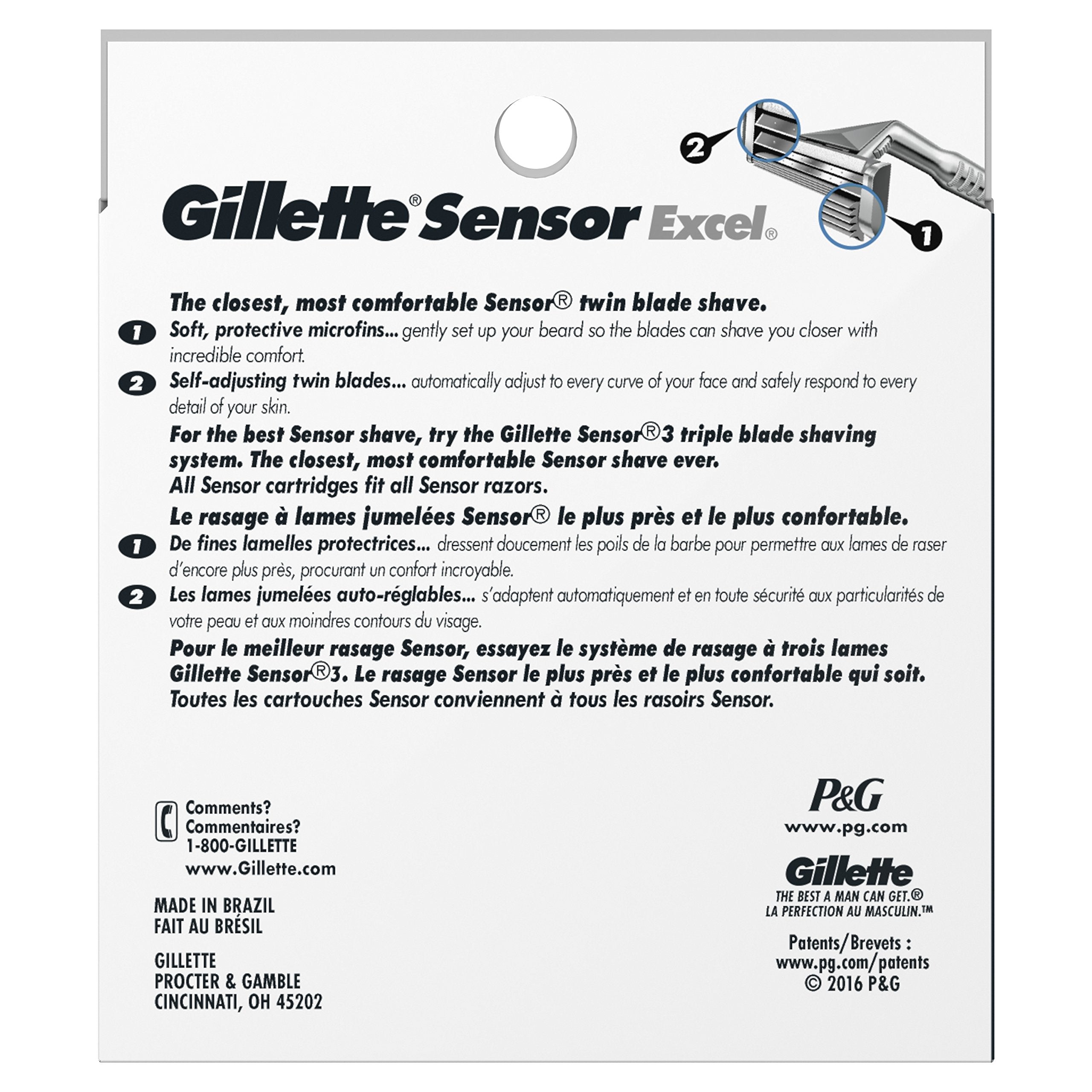 Gillette Sensor Excel Men's Razor Blade Refills, 10 Count (Pack of 2)