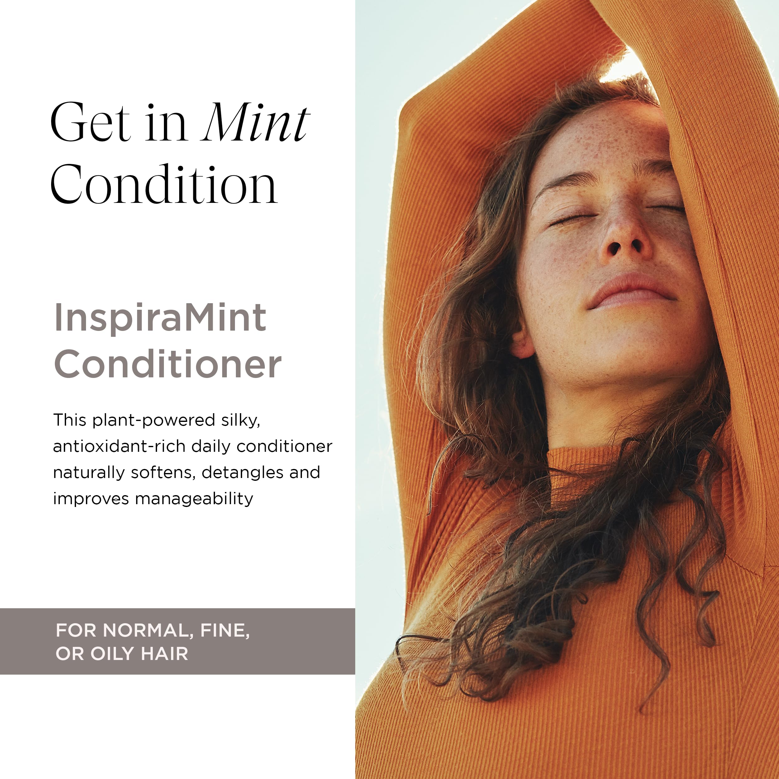 InspiraMint Invigorating Conditioner | Scalp Balancing & Refreshing Daily Care for Normal and Oily Hair | Organic Mint Formula Adds Shine | Color-Safe, Vegan, Sulfate-Free | 32 fl oz