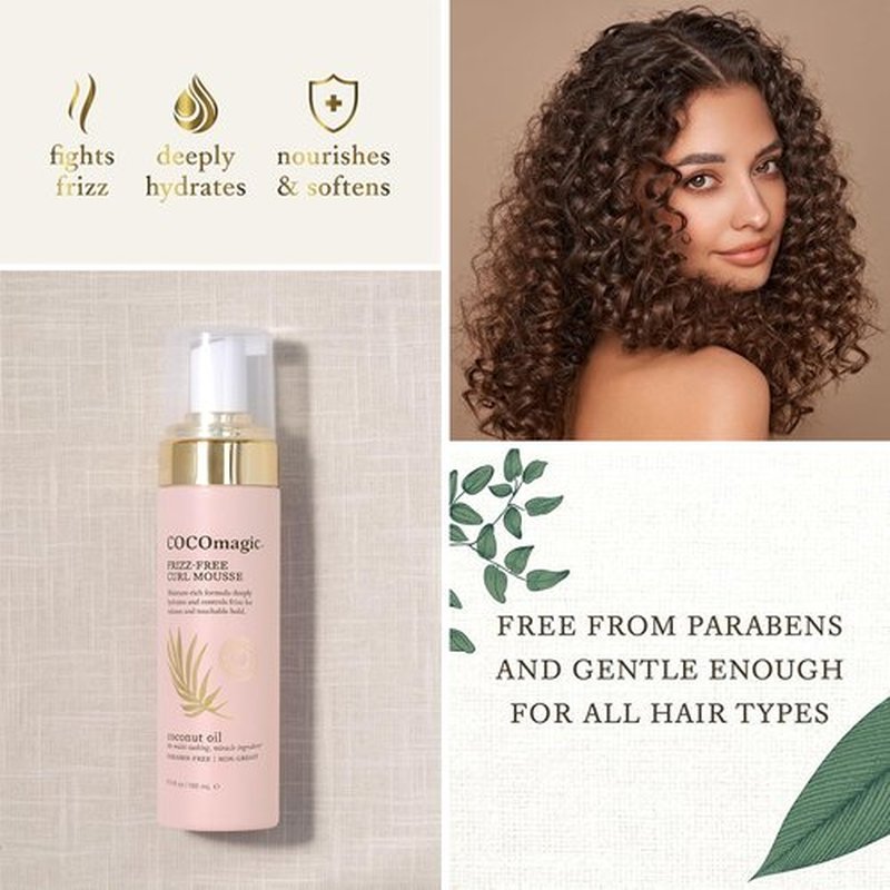 Cocomagic Curl Mousse - Frizz-Free Definition & Soft Hold with Coconut Oil | 6.5 Fl Oz, Paraben-Free