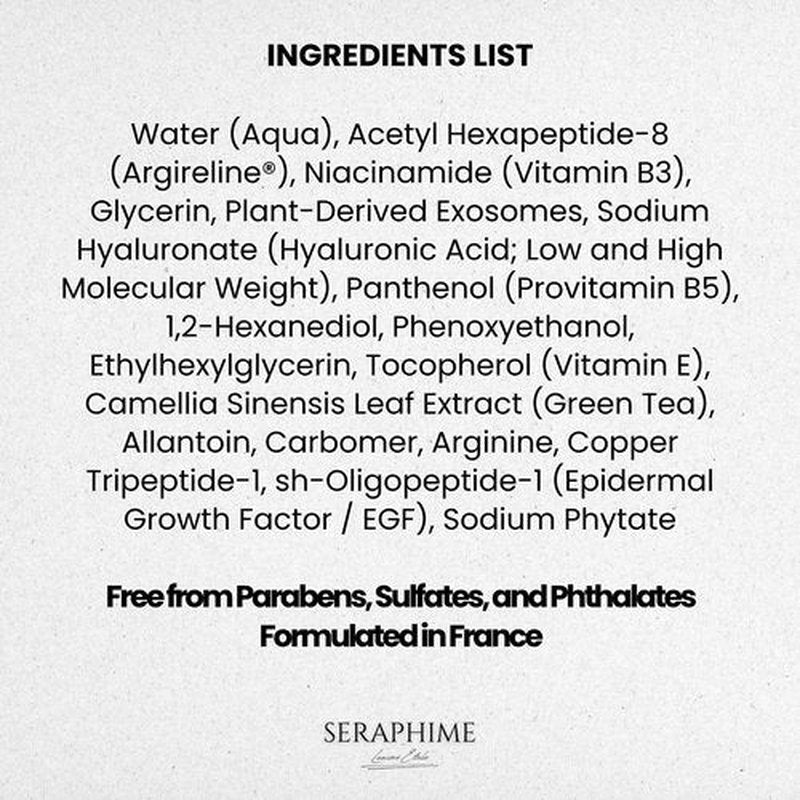 Seraphime Exosomes for Skin Serum – 2% Exosomes, Argireline, Copper Peptides (GHK-CU), Oligopeptide-1 (EGF) & Hyaluronic Acid – Advanced Anti Aging Skincare Stem Cell Serum with Multi Peptide