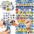 Cherisnowy 72PCS Police Party Set - 48PCS Temporary Tattoos & 24PCS Slap Bracelets - Fun Law Enforcement-Themed Birthday Supplies, Baby Shower Gifts, Classroom Rewards & Decor for Kids (Boys & Girls)