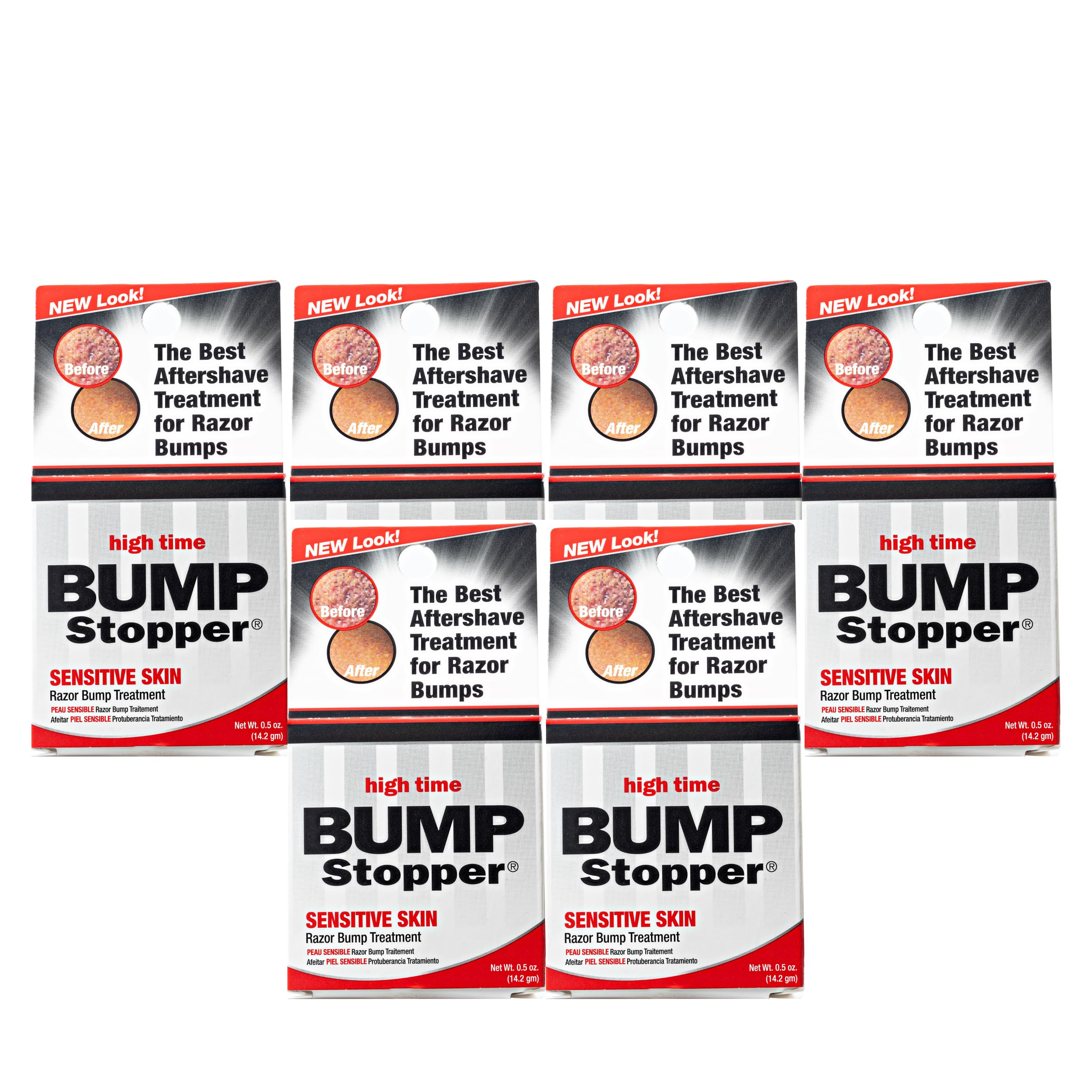 High Time Bump Stopper Sensitive Ingrown Hair Cream | Aftershave Lotion for Men and Women | Razor Bump Balm | 0.5 OZ (6 Pack)
