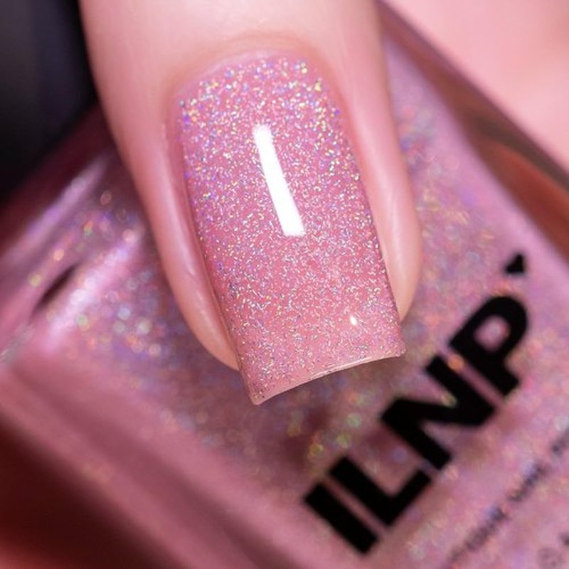 ILNP Sweet Pea | Holographic Sheer Jelly Nail Polish in Seashell Pink - Long-Lasting Shine