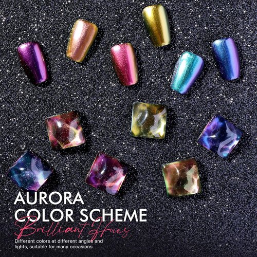 Morovan Fingernail Nail Polish Set: Holographic Metallic Ombre Lacquer Air Dry Nail Polish Regular Nail Pack 0.27oz Glitter Finger Nail Bulk Toenail Polish Kit Halloween Fall Gift for Women