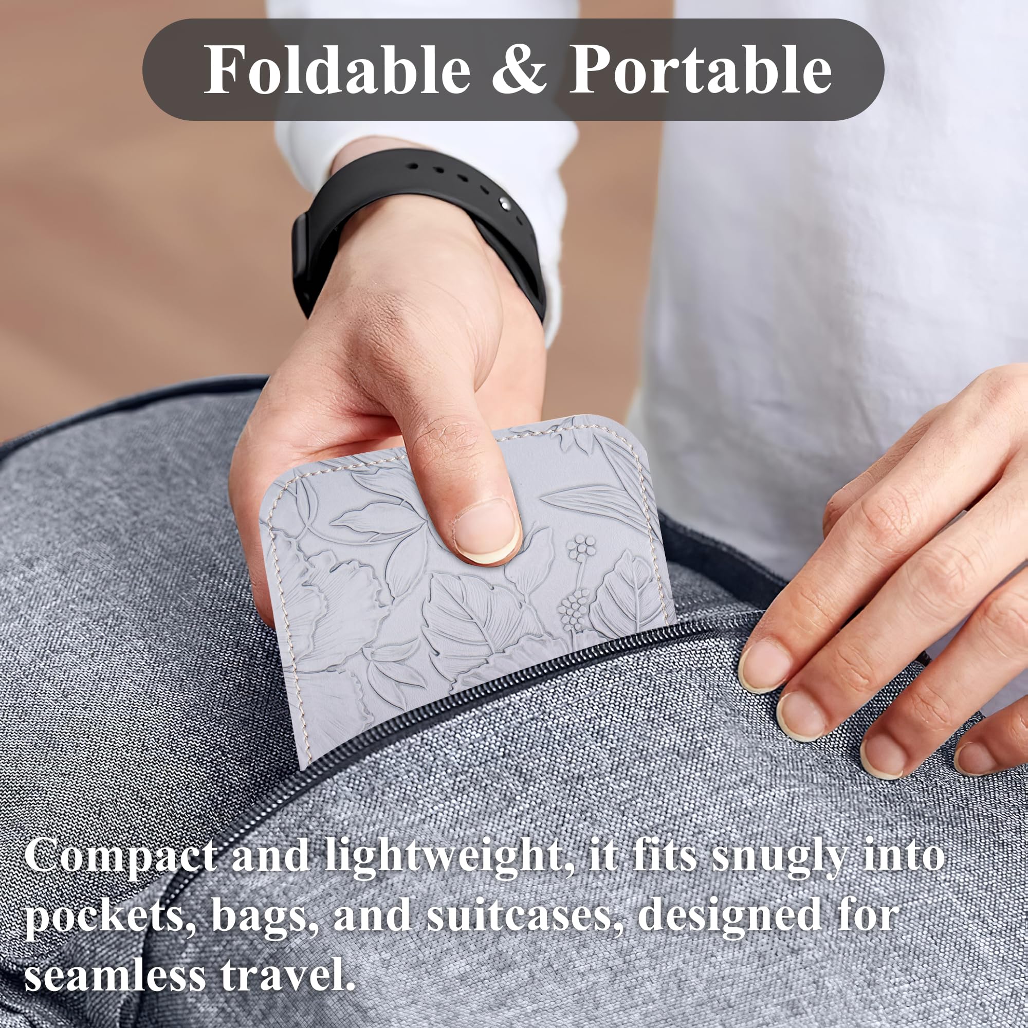 Haecsfl Airplane Travel Essentials for Flying Flex Flap Cell Phone Holder & Flexible Tablet Stand for Desk, Bed, Treadmill, Home & in-Flight Airplane Travel Accessories(1-Carved Grey)