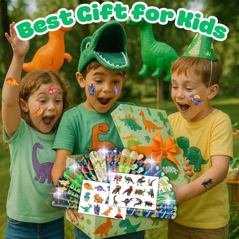 Cherisnowy 48 PCS Dinosaur Party Favors 24PCS Tattoos 24PCS Slap Bracelets Wristbands Perfect for Dino Themed Birthday Baby Showers or Classroom Rewards Ideal Decor and Gifts for Girls and Boys