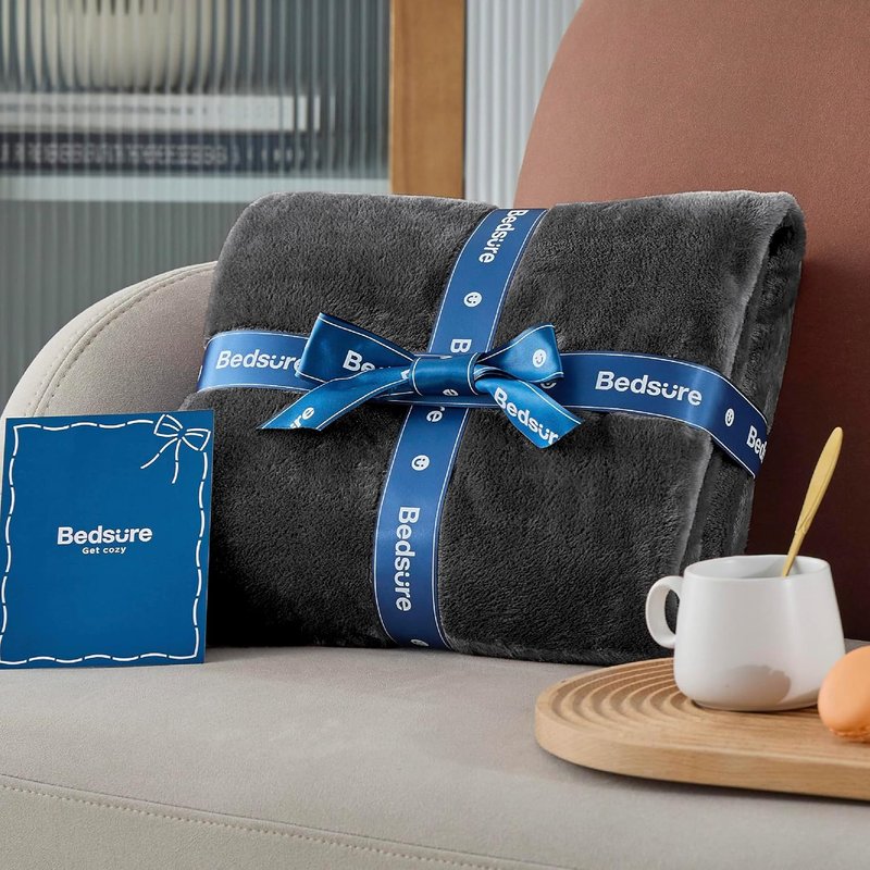 Bedsure GentleSoft Fleece Blanket - Soft, Lightweight, Plush Cozy Luxury in Charcoal, 84x90 Inches