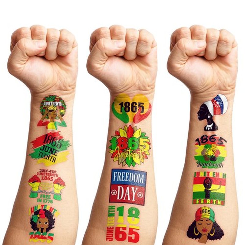96 PCS Juneteenth Temporary Tattoos – African American Party Decorations, Black History Month Supplies, Afro American Stickers for Kids Adults Party Favors Gifts Decor