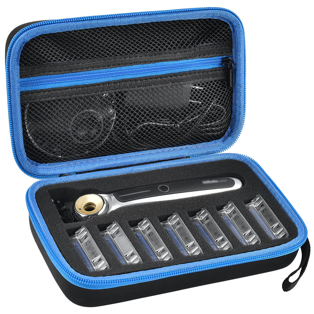 PAIYULE Travel Case Compatible with Gillette Heated Razor for Men, Starter Shave Kit Storage Holder for Blade Refills, Clipper Guards, Charging Dock and Accessories-Blue(Box Only)