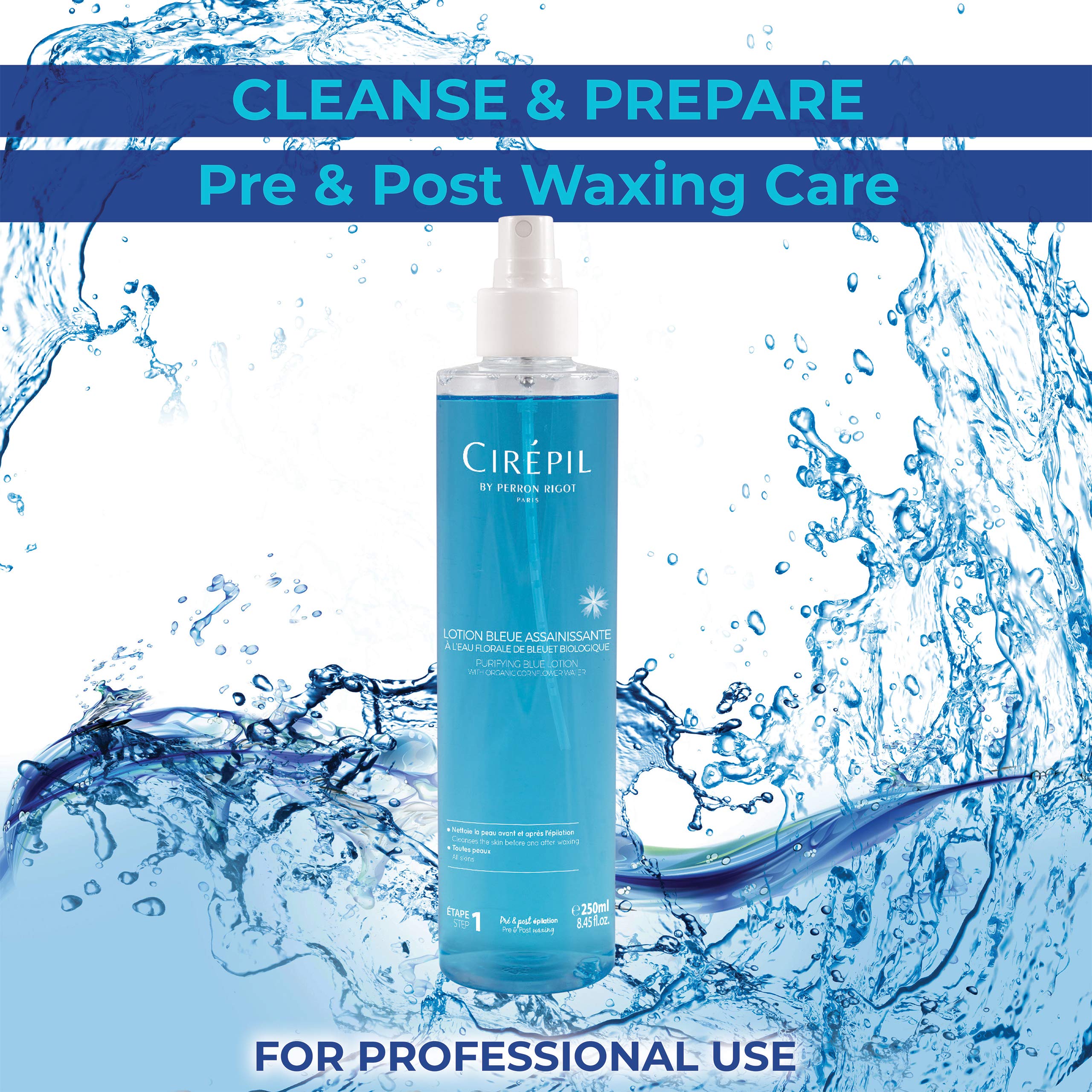 Cirepil Professional Pre & Post Waxing Duo Bundle - Blue Lotion Cleanser (8.45 oz) and Pre & Post Depilatory Moisturizing Oil (8.45 oz) - Complete Skin Preparation & After-Care Treatment