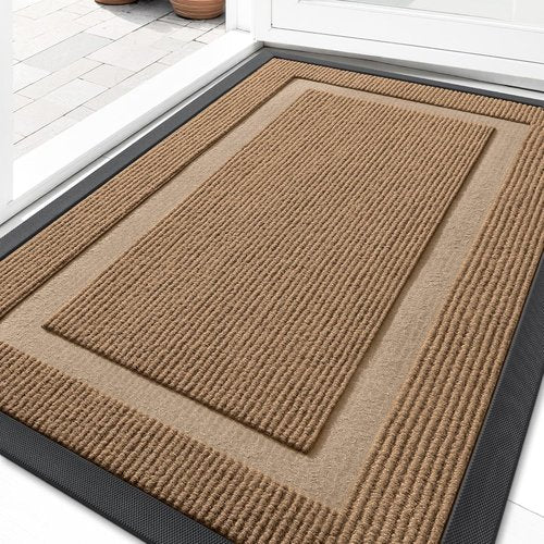 OLANLY Waterproof Front Door Mat - All-Season Indoor/Outdoor Doormat, Easy Clean, 29.5x17, Light Brown