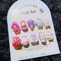 Short Press on Nails Handmade Nails 10Pcs Purple Cartoon Cute Manual Press on Nails for Women Party Holiday Photo 25mm Long Size S