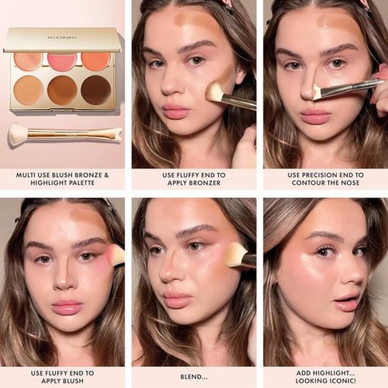 ICONIC LONDON Multi-Use Cream Blush Palette - Bronze & Highlight | Cruelty-Free, Vegan Makeup