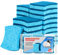 HOMERHYME Non-Scratch Cellulose Scrub Sponges 24 Pack, Kitchen Sponge with Double-Side & Ergonomic Design. Sturdy Sponge for Dishes, Coated Cookware, Sink, Countertops.