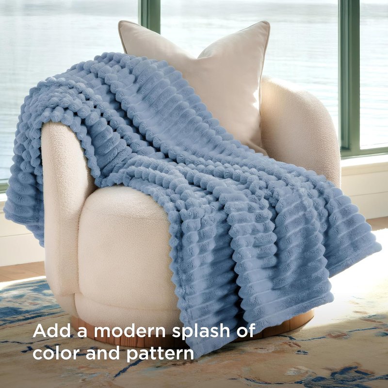 Bedsure GentleSoft Fall Throw Blanket - Cozy Blue 50x60 Inch Soft Blanket for Couch & Girls