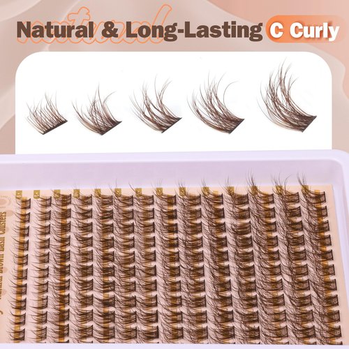 Brown Lash Clusters Natural Wispy Eyelash Clusters DIY Lash Extension C-curly Brown Eyelash Cluster Individuals Faux Mink Lashes Eyelash Extension by Newcally