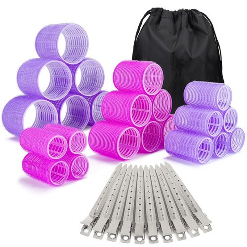 ELASO 33-Piece Hair Rollers Set - Self-Grip Curlers for All Hair Lengths | Includes Clips & Storage Bag
