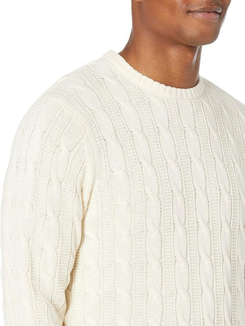 Goodthreads Men's Soft Cotton Cable Stitch Crewneck Sweater - Comfortable & Stylish | Perfect for All Seasons