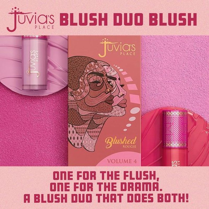 Juvia's Place Blushed Duo Blush Volume 4 - Two-Tone Pigmented Pressed Mineral Powder | Matte Finish for All Skin Tones