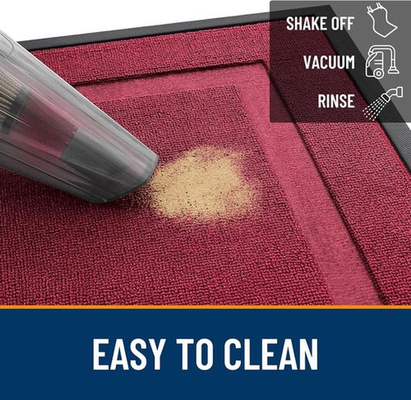 OLANLY Waterproof Front Door Mat - All-Season Indoor Outdoor Doormat, Easy Clean, 47x17, Burgundy