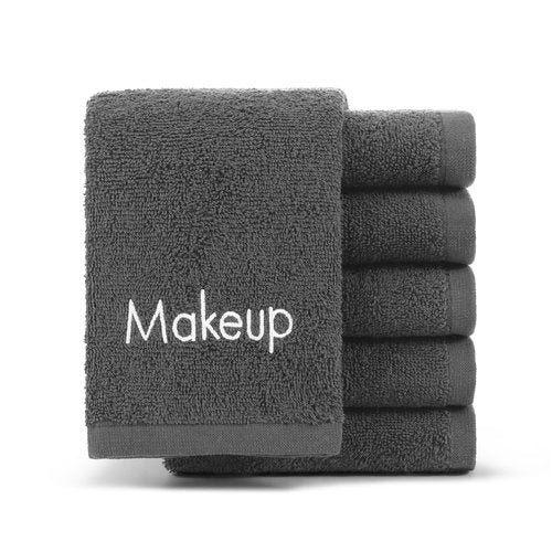 Arkwright Makeup Towels - Pack of 6 - Soft & Gentle Cotton Washcloth Face Make Up Remover, Reusuable Eraser Cloth Essentials for Hosts & Artists, 13 x 13 in, Grey