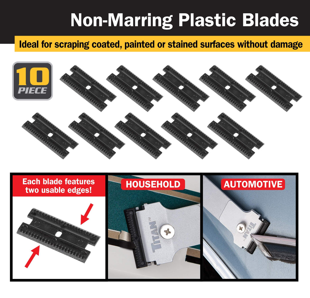 Titan Tools 17013 4-Inch Mini Razor Scraper with (10) Non-Marring Plastic Blades and (11) #20 Steel Blades
