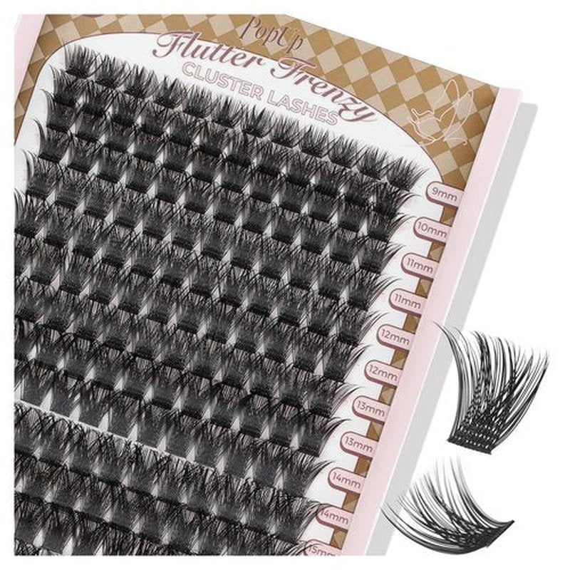 PopUp Cluster Lashes 168pcs Wispy Lash Clusters Soft D Curl Eyelash Clusters Russian Lashes Clusters DIY Eyelash Extensions at Home,Thin Bank 9-18mm MIX (Y56)