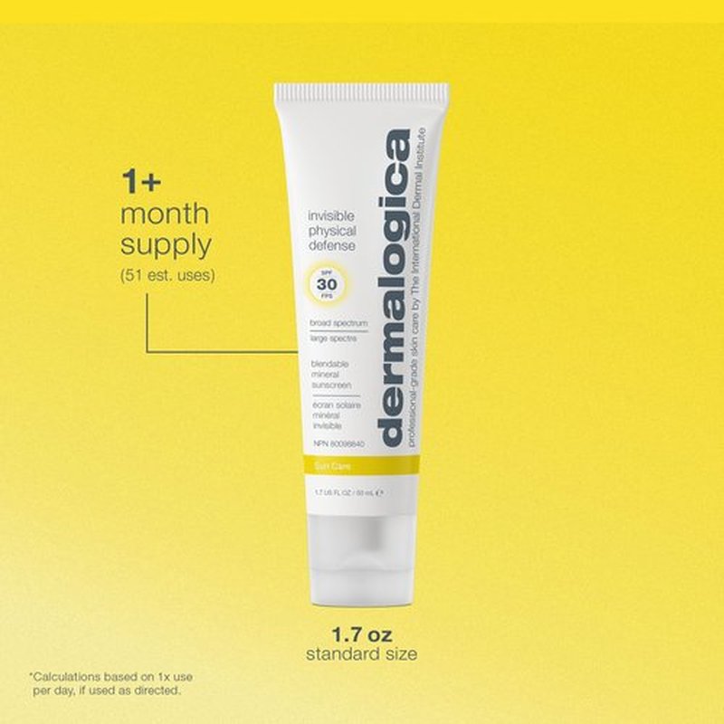 Dermalogica Invisible Physical Defense SPF30 (1.7 Fl Oz) Face Sunscreen Moisturizer - Non-Greasy Formula That Defends Against UVA/UVB/Blue Light