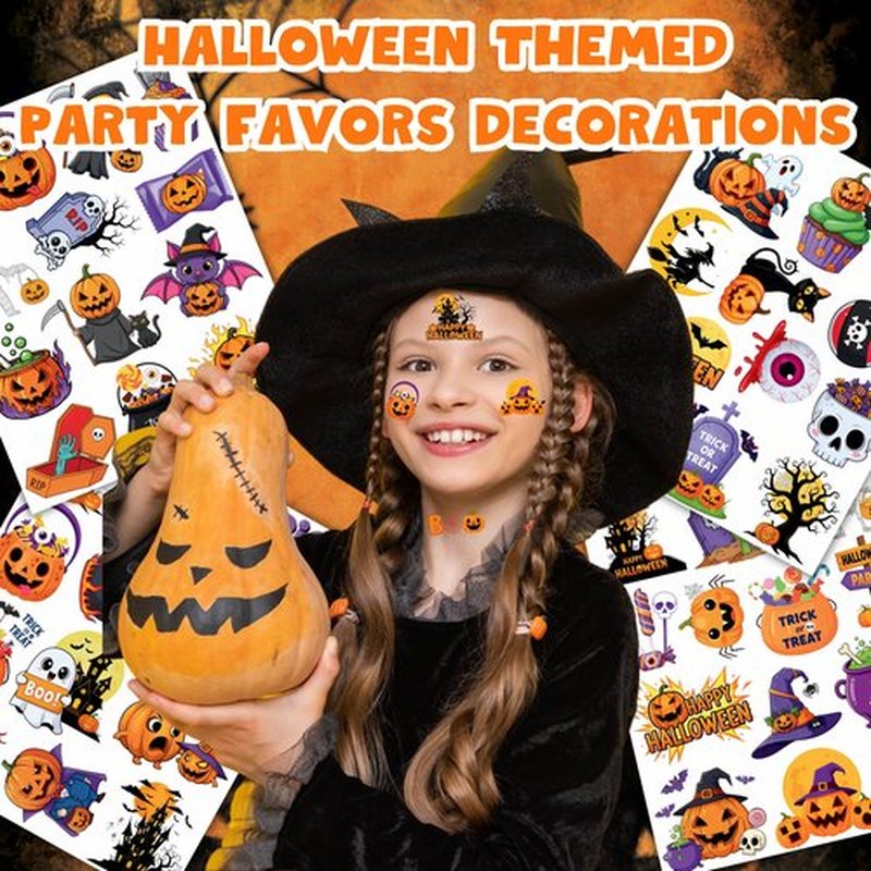 50 PCS Halloween Tattoos for Kids Party Decorations, Treats for Party Supplies Favors, Goodie Bag Stuffers Games for Boys Girls