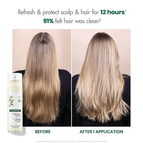 Klorane Ultra Gentle Dry Shampoo with Oat+ - Gentle Formula - Instantly Revives Hair and Eliminates Odor, Dirt, and Oils - Hypoallergenic & Vegan - Paraben & Sulfate-Free - 3.2 oz.